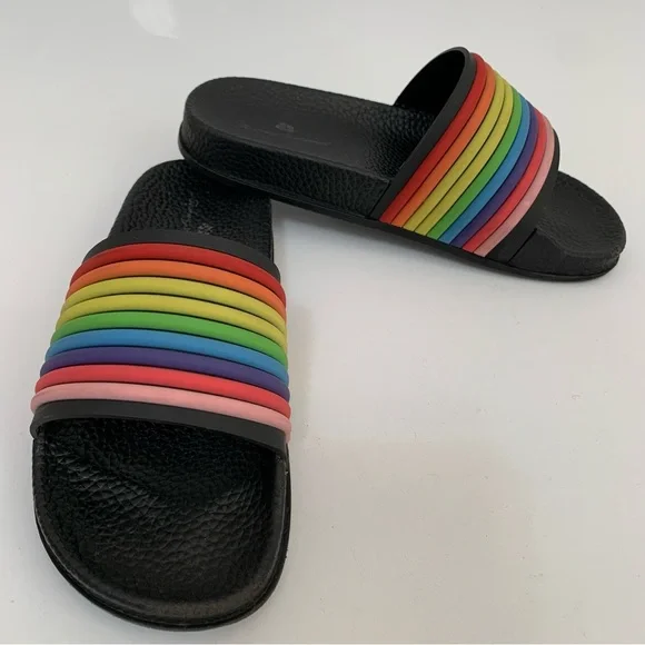 Tommy Bahama Rainbow Slides, comfort cushion slip on sandal shoes, girls size 1 - Picture 2 of 14